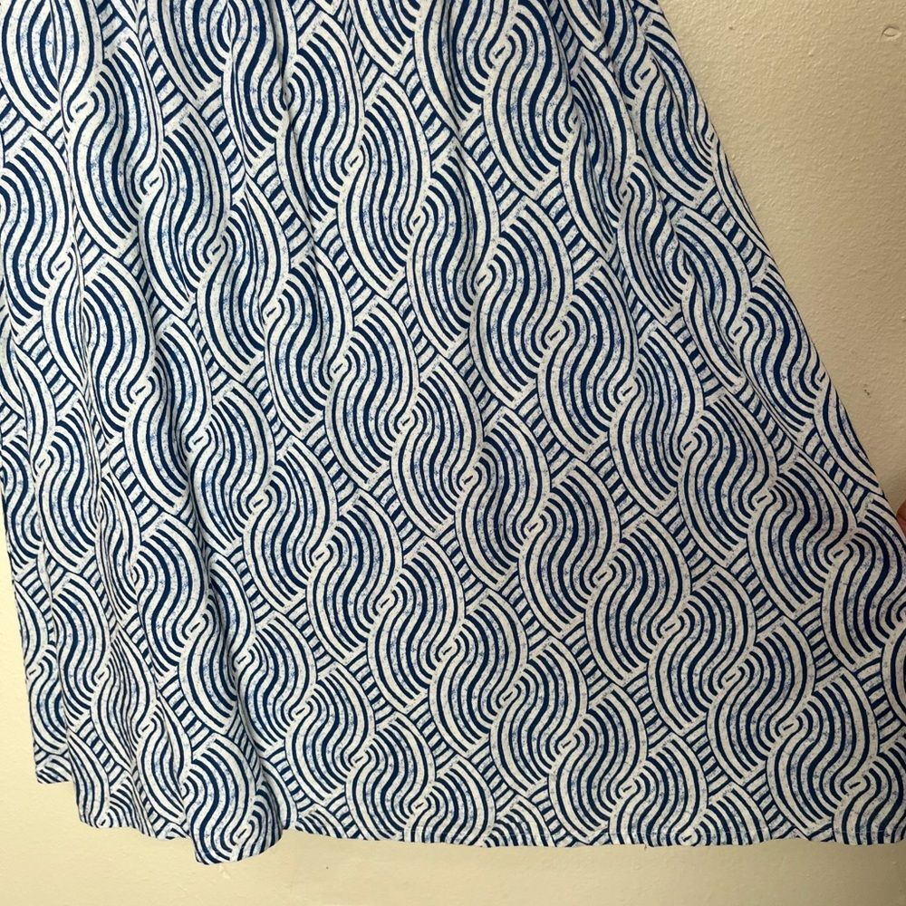 H&M Linen Blend Blue White Spaghetti Strap Midi Sundress Smocked Women Small - Picture 5 of 15